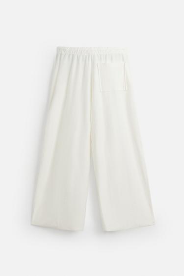 PANTALON COUPE DÉCONTRACTÉE TEXTURÉ - Blanc de Zara - Image 5