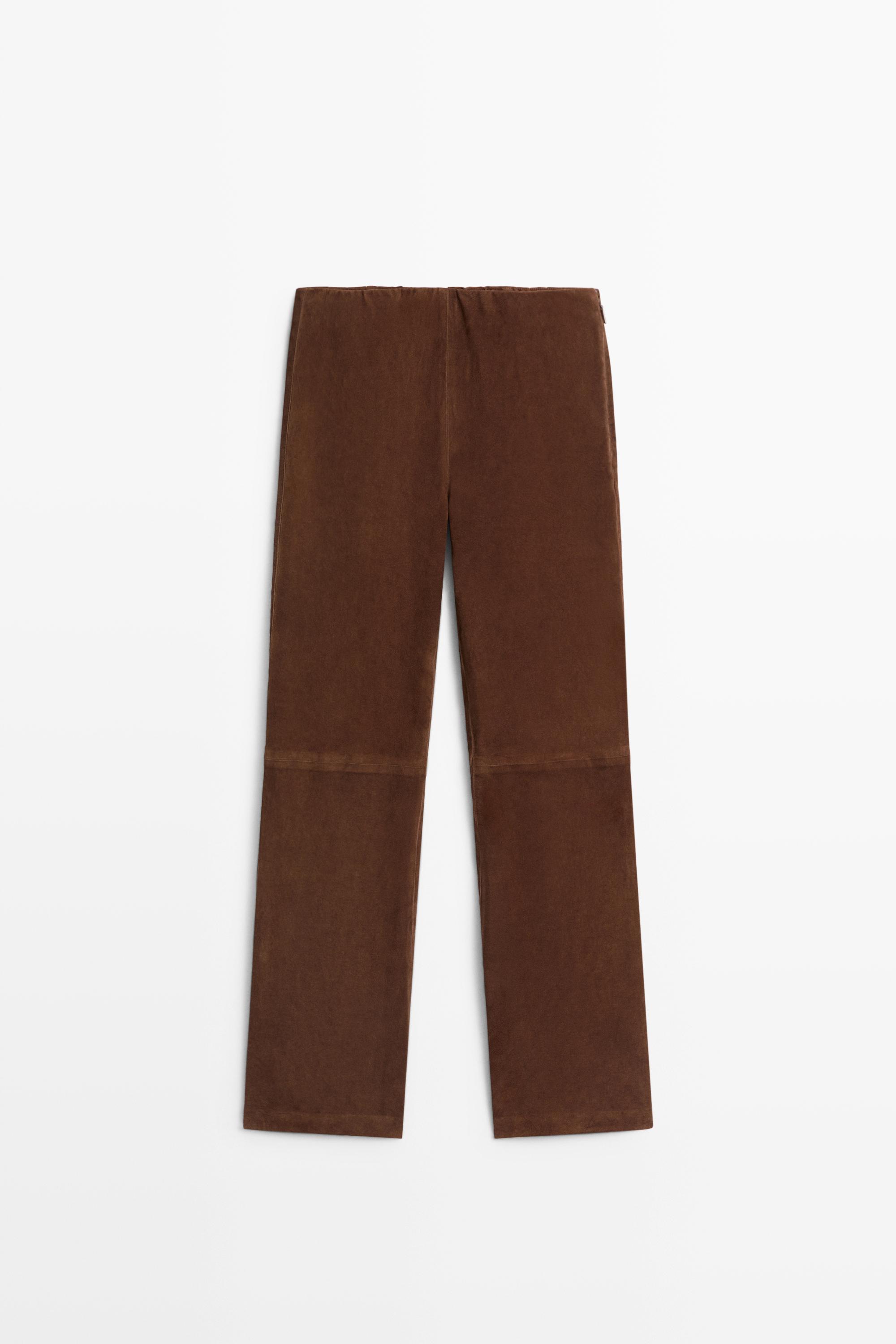 Pantalon legging flare en daim