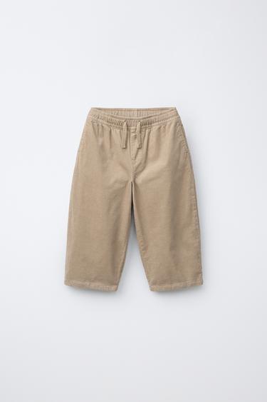 MICRO-CORDUROY BAGGY PANTS — Ecru 1