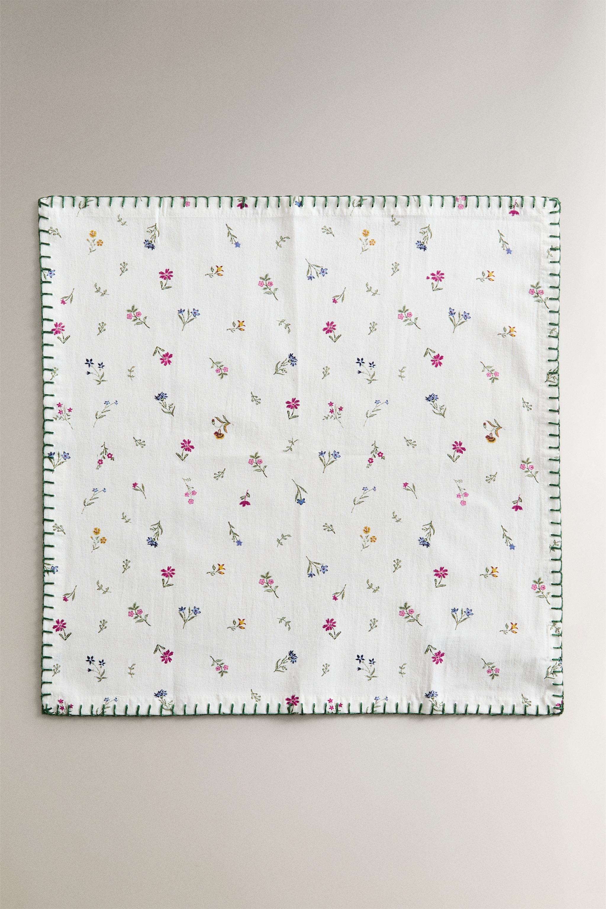 LOT SERVIETTES DE TABLE IMPRIMÉ FLORAL (LOT DE 2)