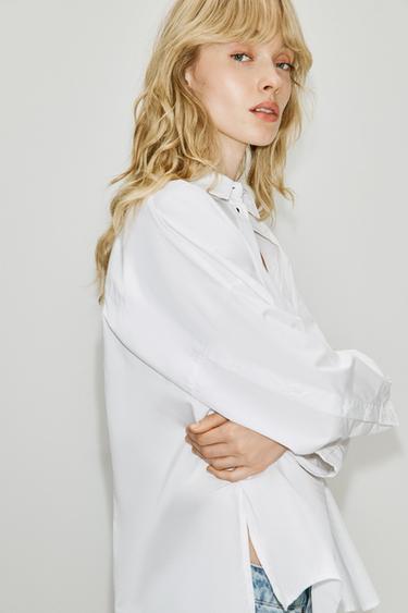 CAMISA POEPLÍN BOTONES MANGA - Blanco de Zara