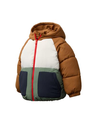 WATER-REPELLENT COLOUR BLOCK PADDED JACKET - Multicoloured by Zara