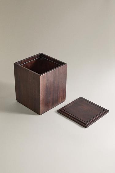 SQUARE DARK WOODEN BATHROOM BIN - Light beige by Zara - Image 1
