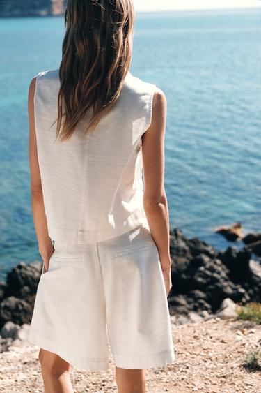 PATCH POCKET WAISTCOAT - White by Zara - Image 3
