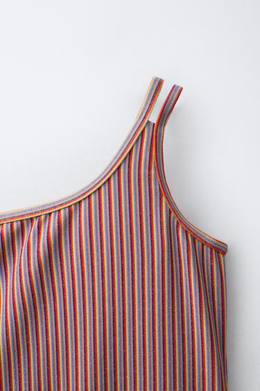 6-14 YEARS / SHINY STRIPED ASYMMETRIC SWIMSUIT - Blue by Zara - Image 2
