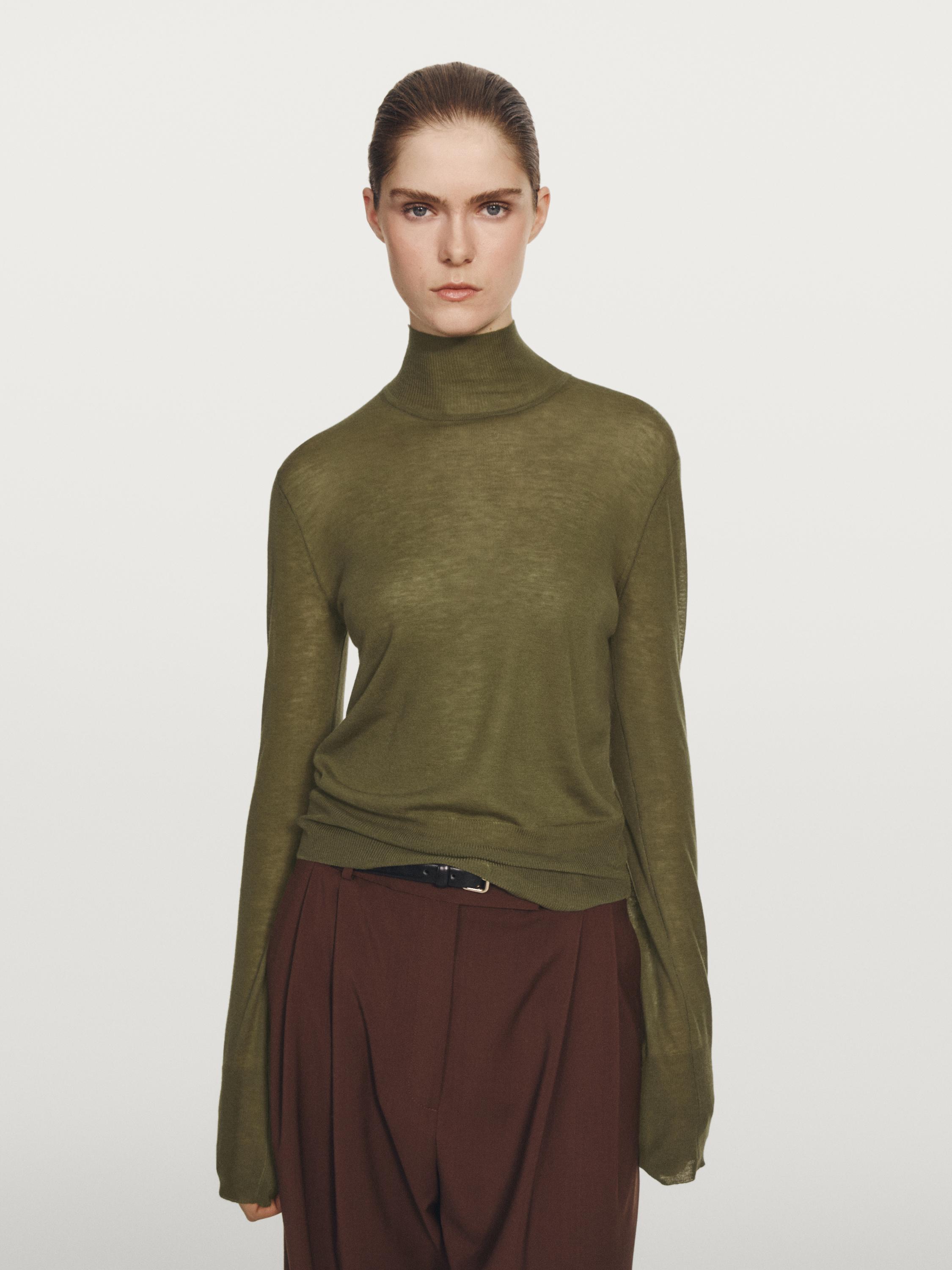 Pull à col montant en maille 100 % laine - STUDIO