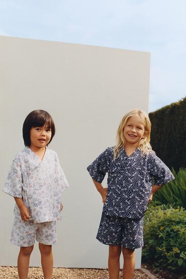 18 MONTHS-6 YEARS/ PRINTED KIMONO AND BERMUDA SHORTS SET - Blue by Zara