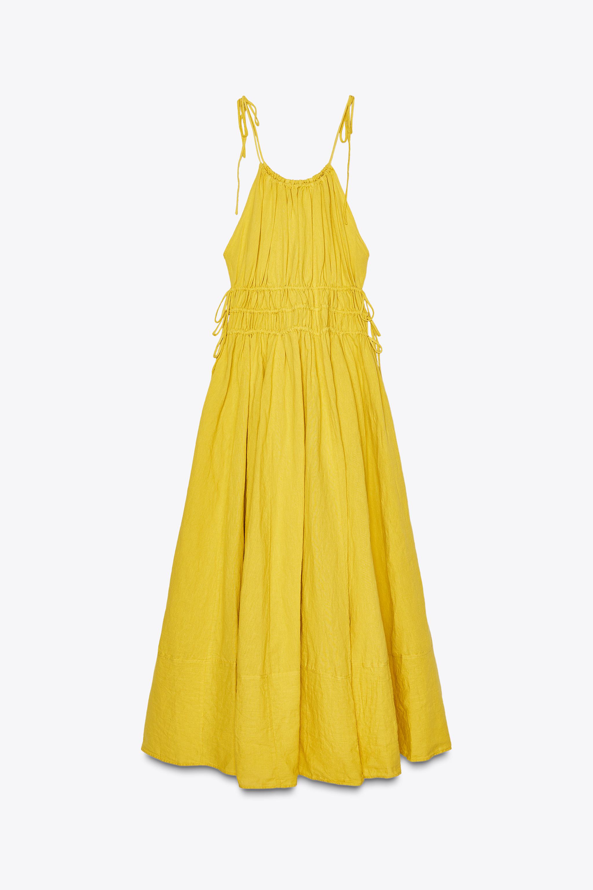 ZARA リネンワンピース ZW COLLECTION 4043/068 リネンワンピース ZW COLLECTION - イエロー | ZARA Japan / 日本