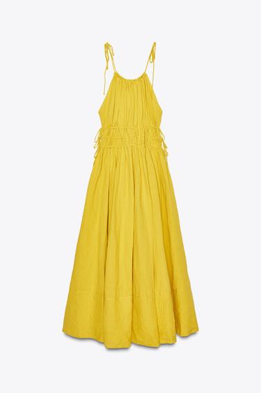 ZW COLLECTION LINEN BLEND DRESS - Yellow by Zara - Image 6