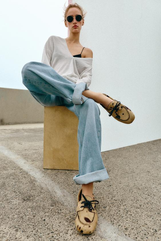 ANIMAL PRINT LEATHER HAIR LOAFERS from Zara - $129