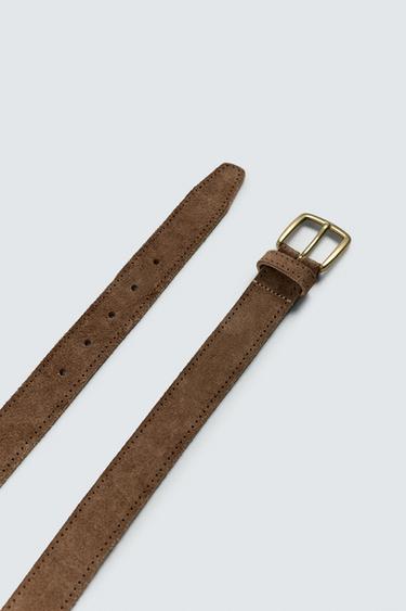 SPLIT SUEDE LEATHER BELT - Dark camel by Zara - Image 2