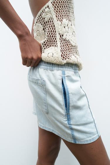 SHORTS DENIM TRF JOGGER - أزرق فاتح الخاص بـ Zara