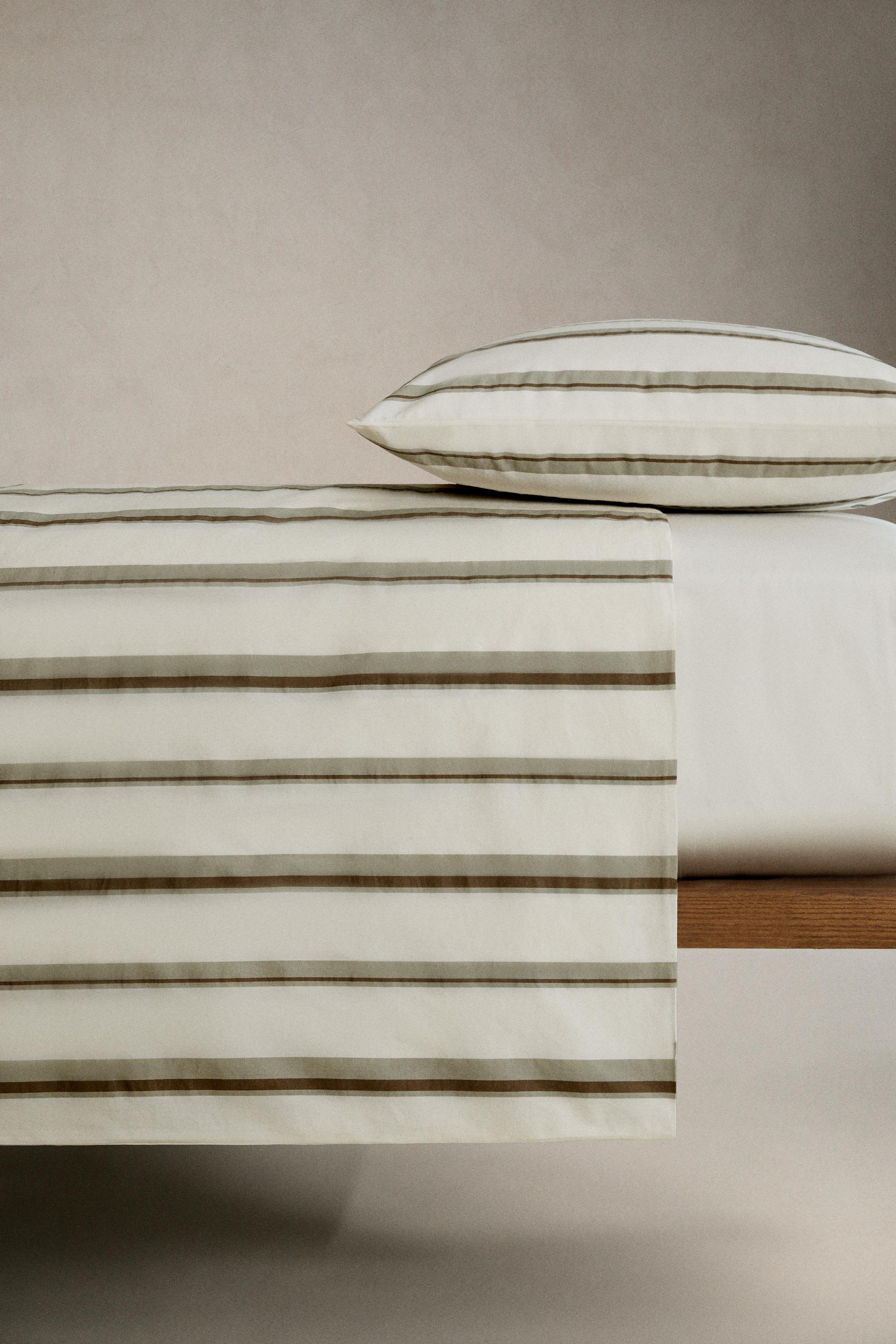 COTTON PERCALE DUVET COVER WITH BANDS (300 THREAD COUNT)