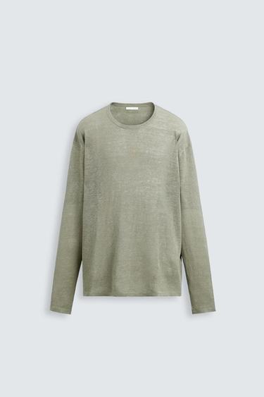 100% LINEN SWEATER - Beige by Zara