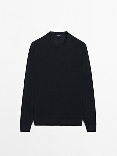 Zara Lightweight 100% linen knit sweater - Navy blue