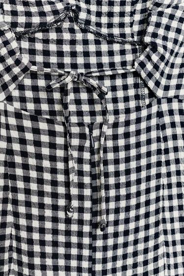 FITTED GINGHAM MIDI DRESS - Ecru / Blue by Zara - Image 8