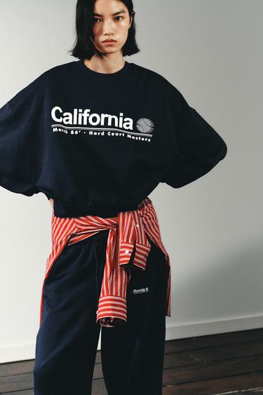 Zara TEXT SWEATSHIRT - Blue