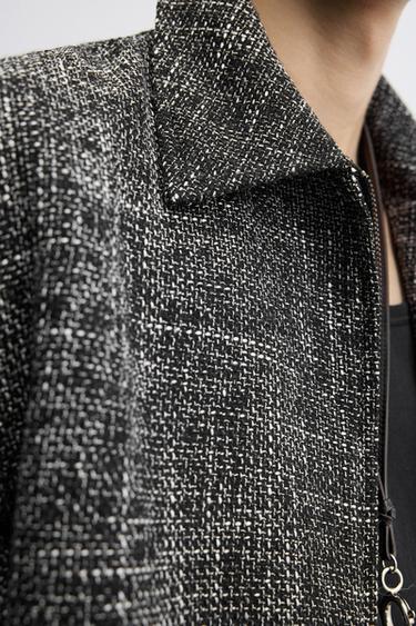 SURCHEMISE STRUCTURÉE ZIPPÉE - Blanc / Noir de Zara - Image 5