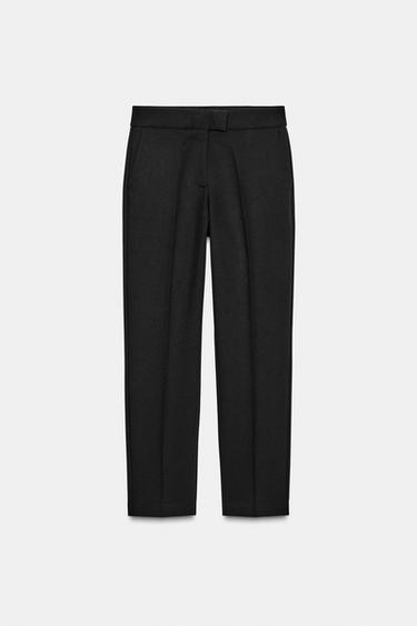 STRAIGHT-LEG TROUSERS WITH PRESSED CREASE - Black by Zara