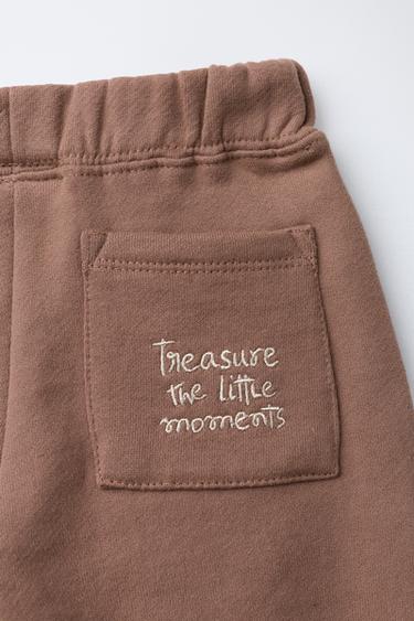ENSEMBLE DE JOGGING SWEAT ET PANTALON INSCRIPTION BRODÉE - Rose pâle de Zara - Image 3
