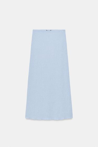 JUPE MI-LONGUE TEXTURÉE - Bleu clair de Zara - Image 6