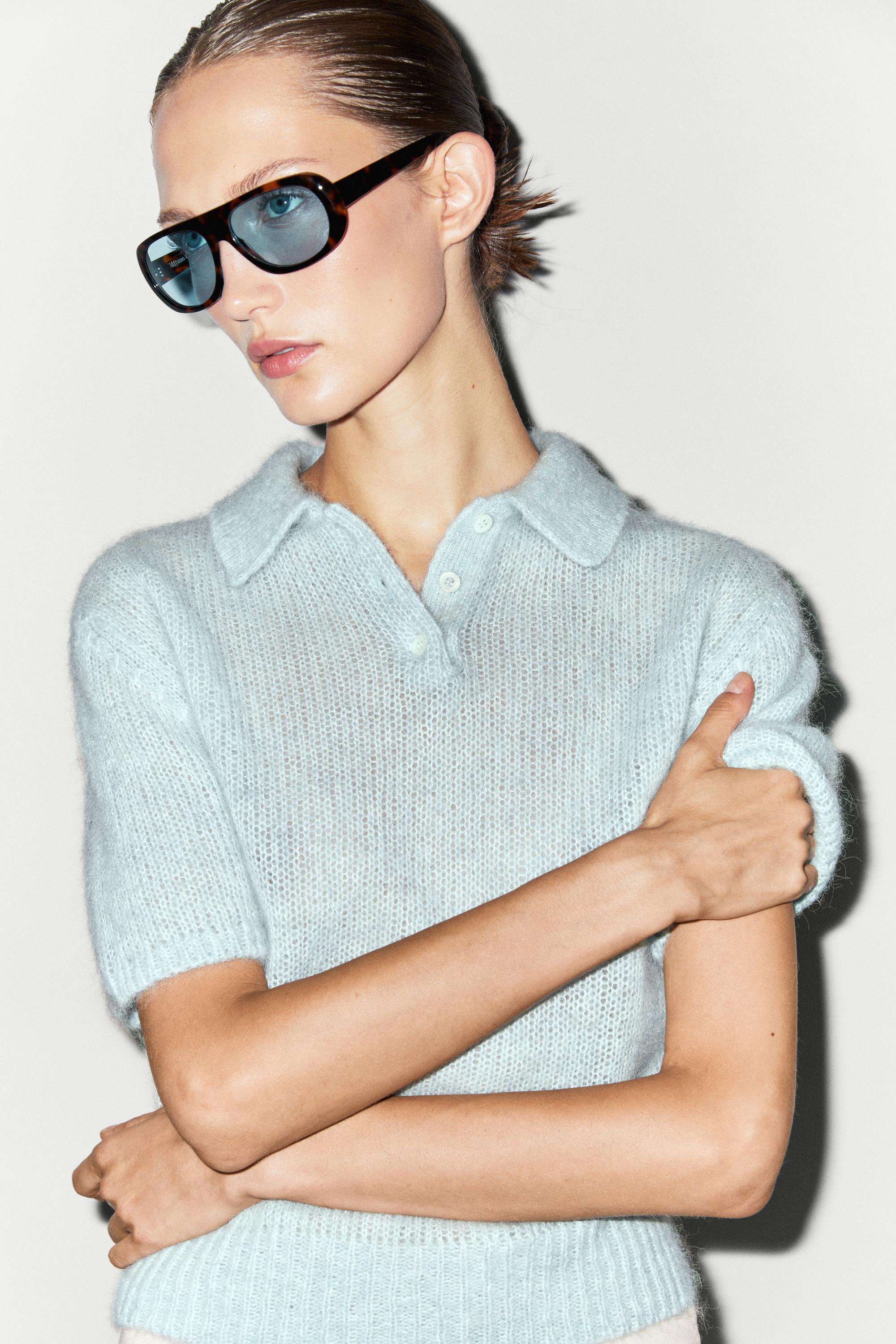 Alpaca blend knit polo sweater