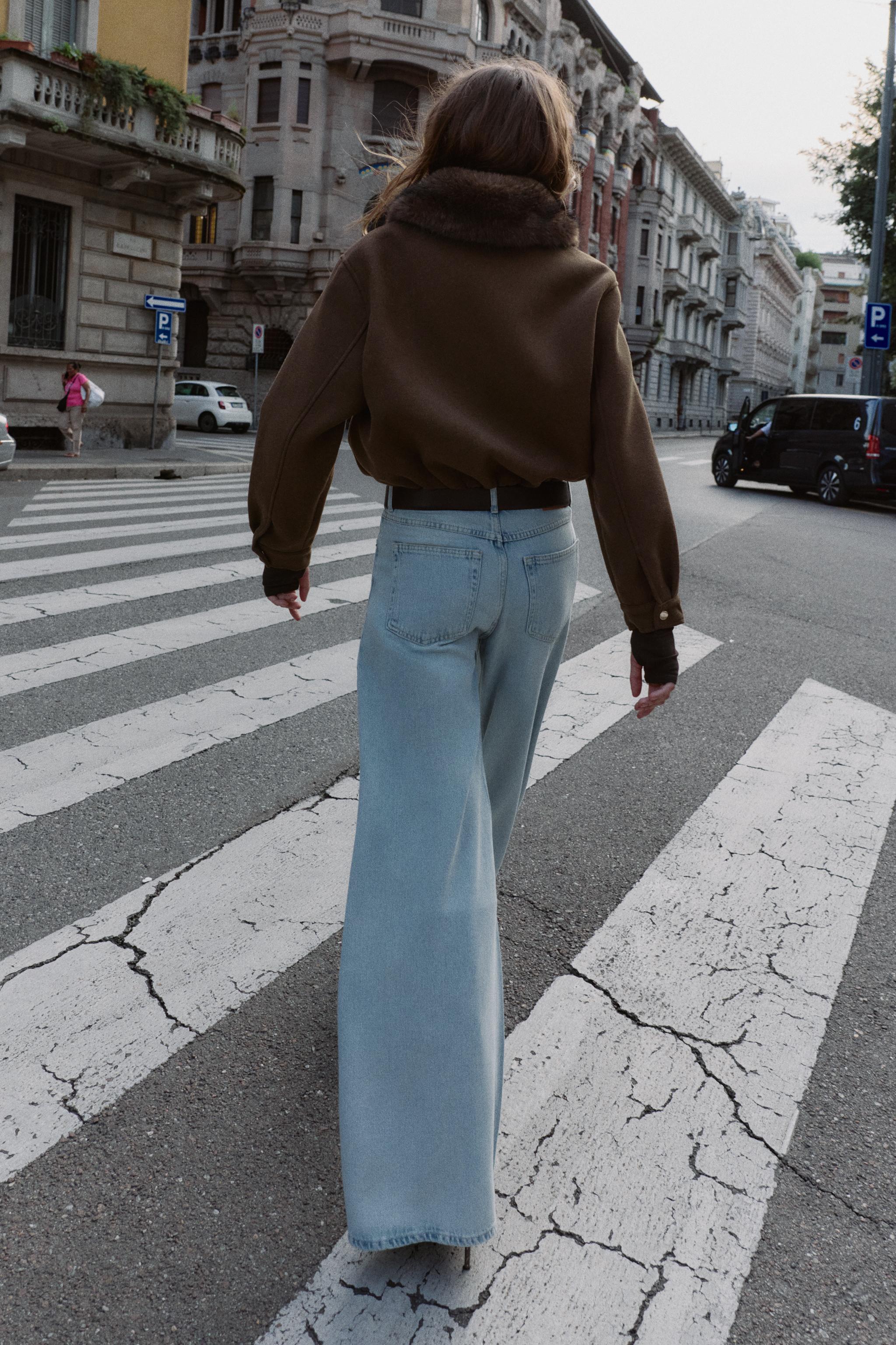 Z1975 HIGH RISE WIDE LEG JEANS - Light blue | ZARA United States