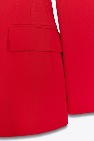 FITTED BLAZER WITH SHOULDER PADS - Red by Zara