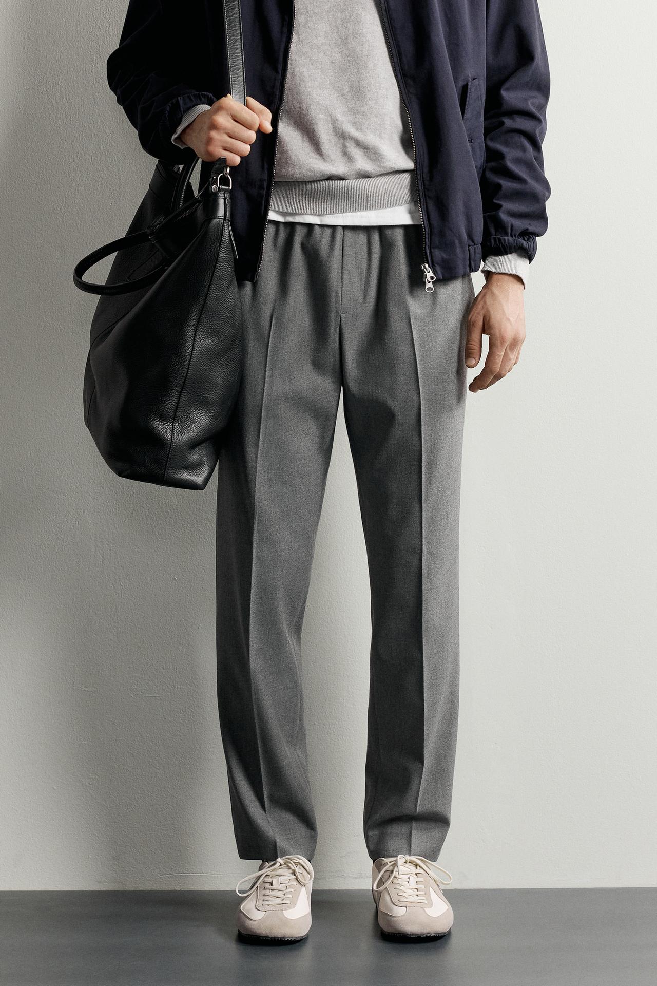 COMFORT JOGGER WAIST PANTS — Gray marl