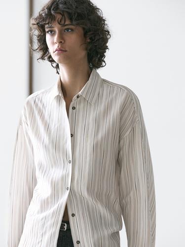 Zara Striped flowing shirt - White