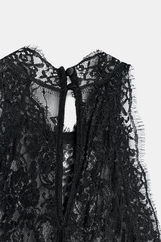 black lace slip dress zara Zara Lace Dress Branco E Preto