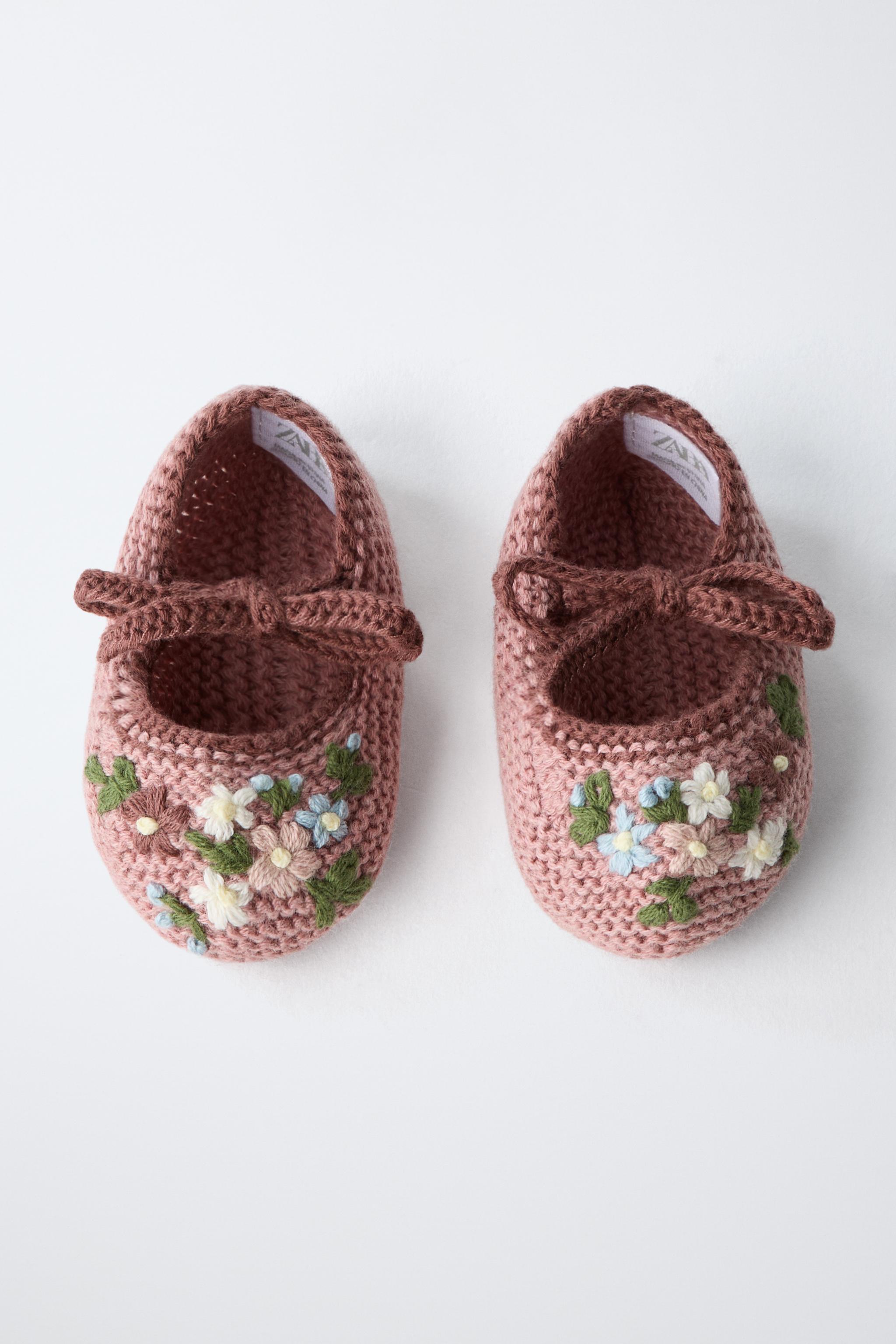 Детские ботинки Zara FLORAL KNIT BOOTIES — фото 6