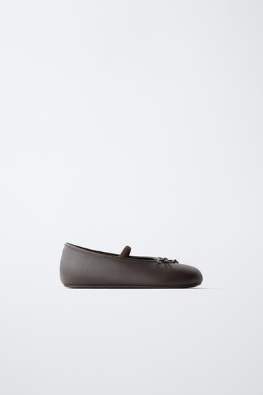 LEATHER BAREFOOT BALLERINAS - Brown by Zara