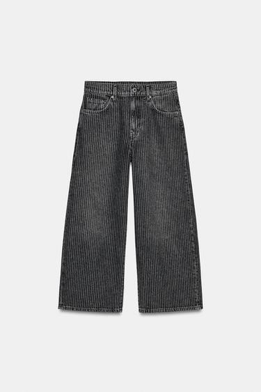 JEANS ZW COLLECTION JUPE-CULOTTE TAILLE MOYENNE À RAYURES - Noir de Zara - Image 6