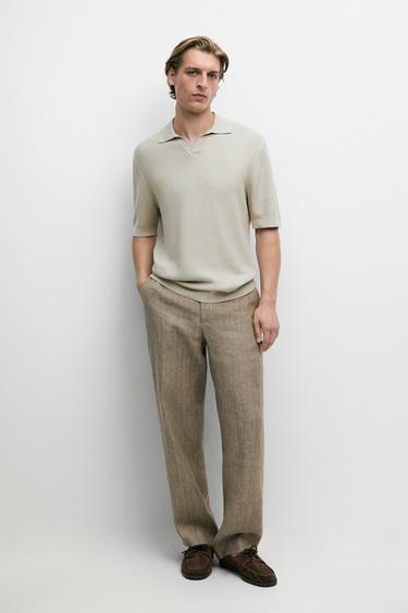 Zara Regular fit cotton knit polo shirt - Pistachio green - Image 0