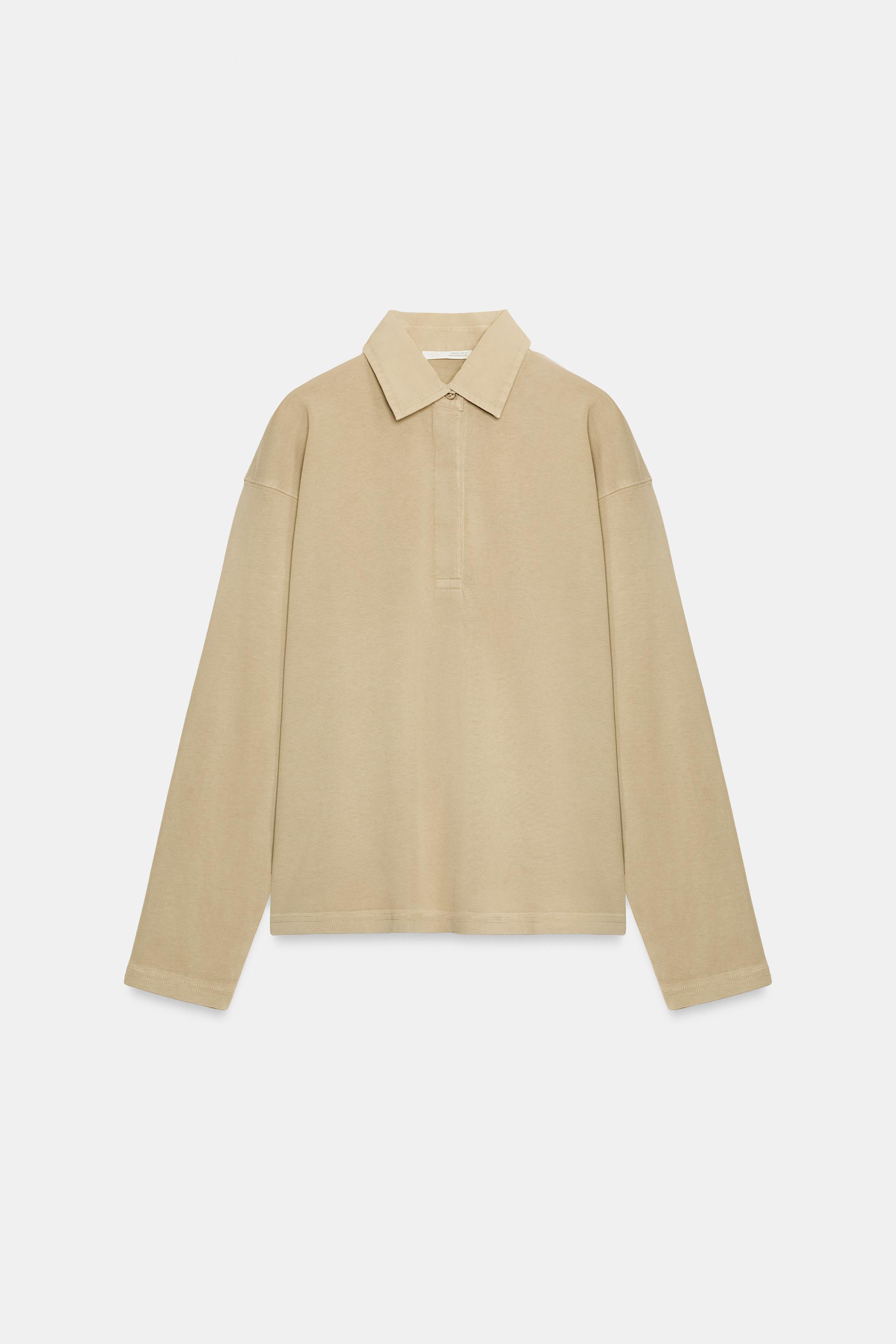 Zara PAMUKLU OVERSIZE POLO T-SHIRT görsel 5