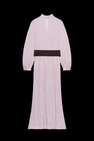 VESTIDO MIDI COMBINADO CINTURÓN - malva-sucio de Zara