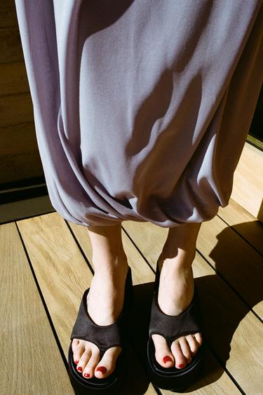 SATIN-EFFECT PLATFORM SANDALS - Brown by Zara - Image 0