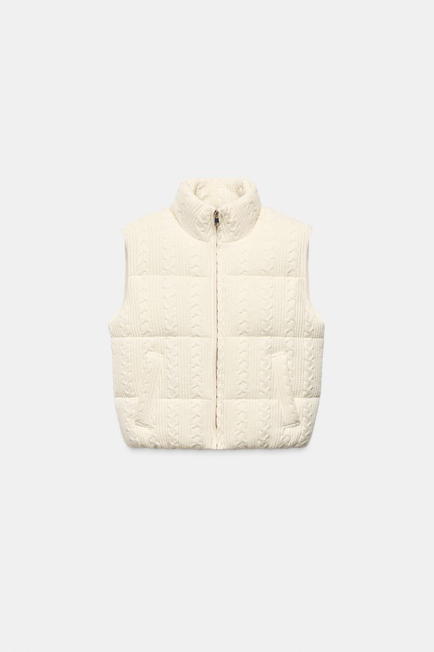 ケーブルニット キルティングベスト - エクリュ | ZARA Japan / 日本