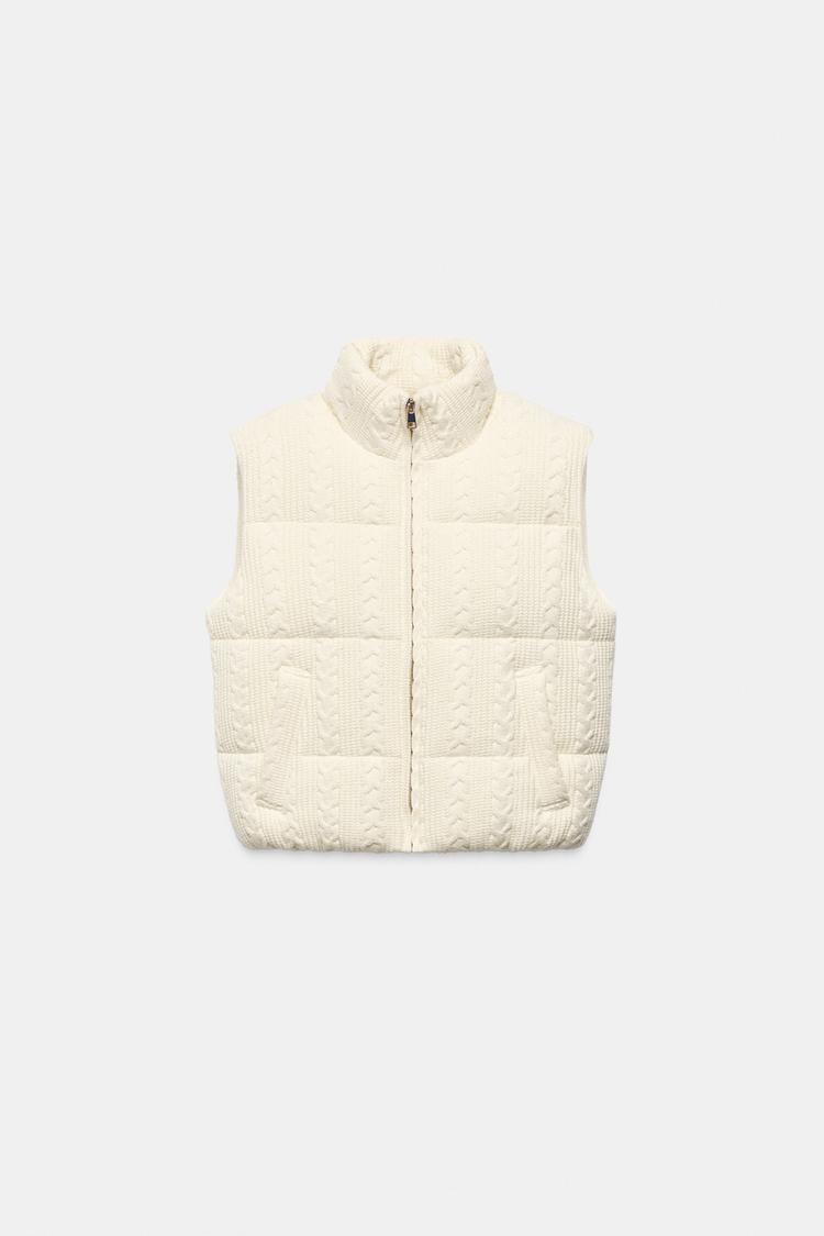 CABLE-KNIT PADDED GILET
