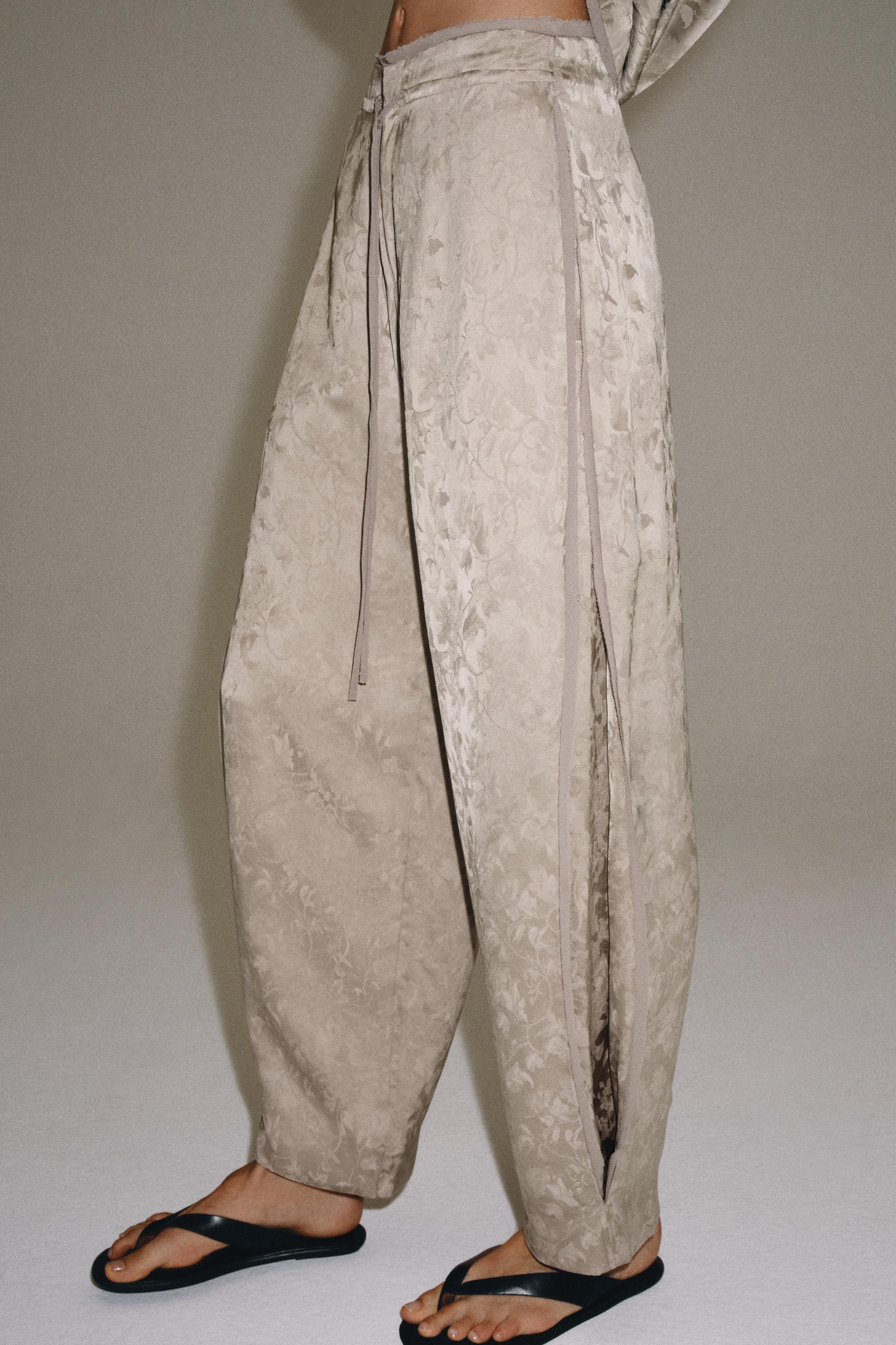 ZW COLLECTION JACQUARD TROUSERS — Stone
