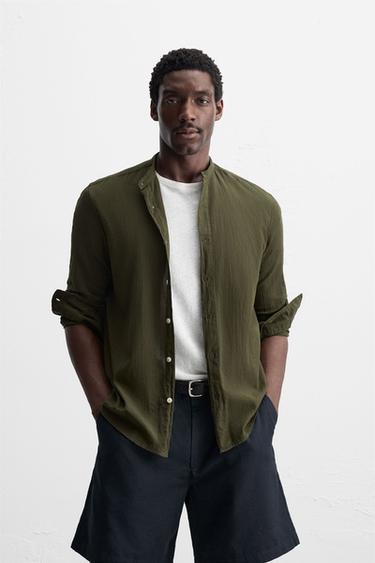CREASED-EFFECT SHIRT - Dark khaki by Zara