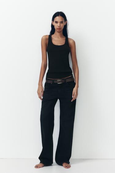 JEANS TRF WIDE LEG TIRO MEDIO FULL LENGTH - Negro de Zara