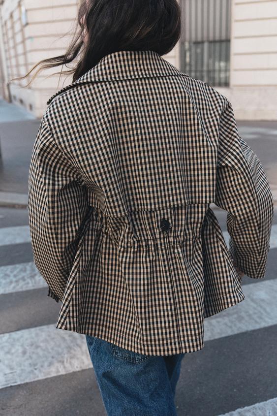 TRENCH CROISÉ CARREAUX - Beige de Zara - Image 2