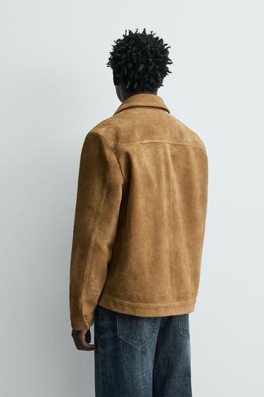 REGULAR FIT SUEDE LEATHER OVERSHIRT - Tobacco by Zara - Image 2