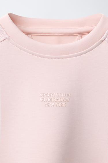 SWEAT BIMATIÈRE RÉSILLE ET INSCRIPTION - Rose de Zara - Image 2