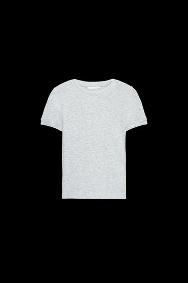 SOFTES KURZARM-T-SHIRT - Grau meliert von Zara - Bild 0