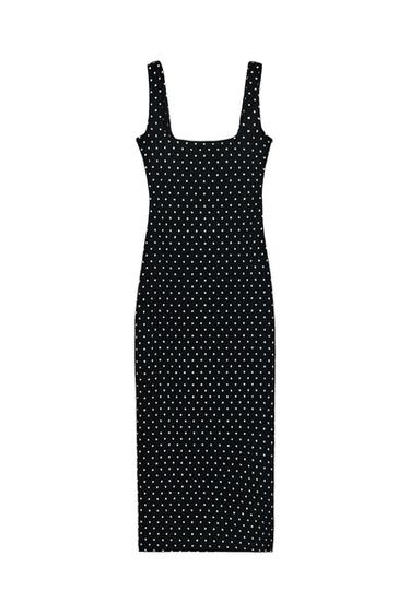 TEXTURED DOT MIDI DRESS - Black / White by Zara