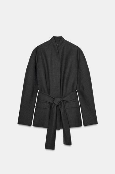 BLAZER KIMONO AVEC LAINE ZW COLLECTION - Gris foncé de Zara - Image 6