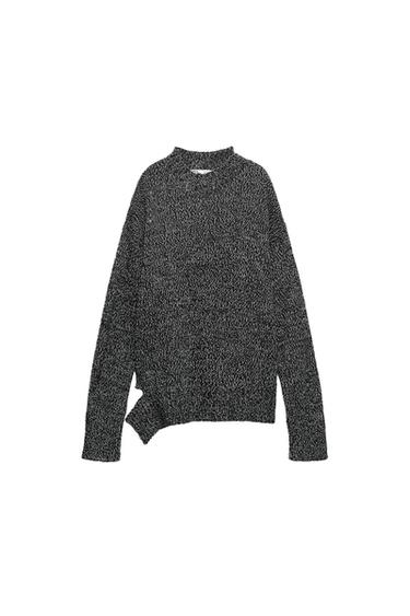 TWISTED YARN KNIT SWEATER WITH VENT AT THE HEM